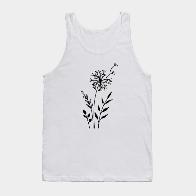 Minimalist dandelion Tank Top by Vintage Dream